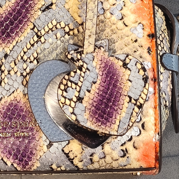 KATE SPADE NEW YORK SPENCER MULTICOLOR PYTHON TWO-WAY TOTE SPADE CHARMS DUSTBAG - Picture 12 of 17